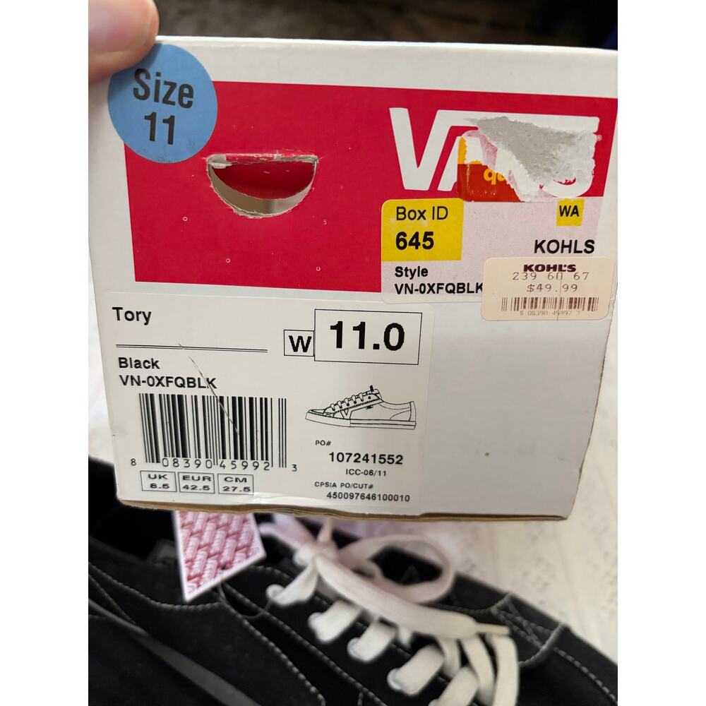Vans Tory Black Canvas Lace Up Sneakers Women's Size 11 NWT With Box - Picture 6 of 7